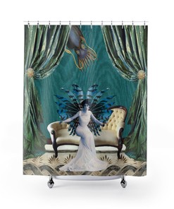 Cute Pink Mermaid and Starfish Print Shower Curtain for Girls Bathroom
