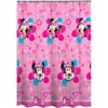Cute Pink Minnie Mouse Fabric Shower Curtain with Flowers, Hearts and Bow