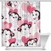 Cute Pink Monkey Pattern InterestPrint Shower Curtain Waterproof Fabric Decorative Bathroom Bath Curtain Decor 