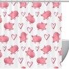 Cute Pink Pig Love Heart Shower Curtain, Adorable Art For Kid'S Bathroom