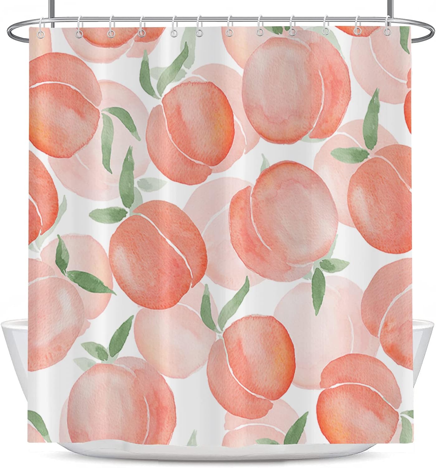 Cute Pink Summer Fruits Peach Ombre Shower Curtain For Kid'S Bathtub Decor