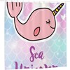 Cute Pink Unicorn Whale Printed Bathroom Shower Curtain with No-Clear Fabric 