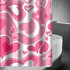 Cute Pink Vintage Shower Curtain With Love Abstract Design For Girls Bathroom,