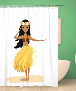 Cute Polynesian Hawaiian Girl Dancing Hula Shower Curtain