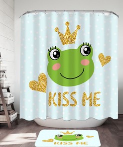 Cute Prince Frog Kiss Me Shower Curtain for Your Bathroom