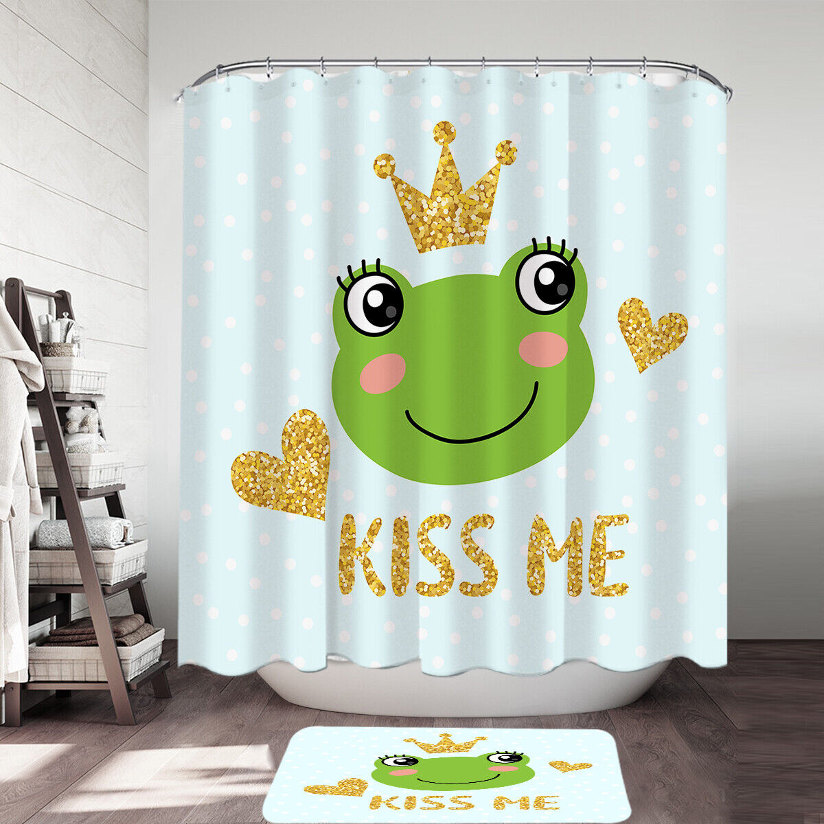 Cute Prince Frog Kiss Me Shower Curtain for Your Bathroom