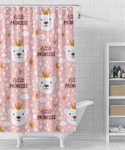Cute Princess Polar Bear Decorative Bathroom Curtain