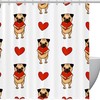 Cute Pug Dog and Heart Kids Bathroom Shower Curtain