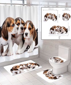 Cute Puppy Dog Waterproof Bathroom Shower Curtain