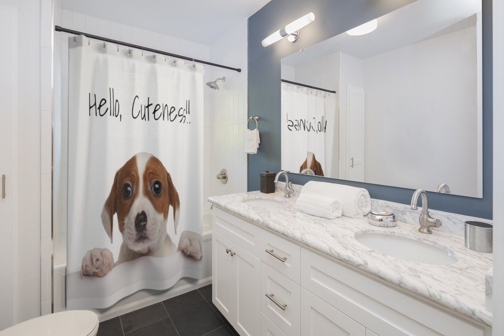 Cute Puppy Shower Curtain - A Perfect Addition To Your Bathroom Decor For Pet Lovers