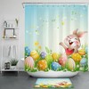 Cute Rabbit Easter Eggs Shower Curtain for Kids' Bathroom in Spring 