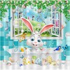 Cute Rabbit Easter Shower Curtain with Spring Colorful Easter Eggs for Kids Bathroom