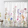 Cute Rabbit and Colorful Floral Green Leaf Botanical Spring Easter Shower Curtain