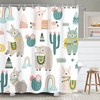 Cute Rainbow Llama Alpaca Cartoon Animal Shower Curtain for Kids Bathroom