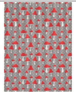Cute Red Mushroom Printed Shower Curtain For Bathroom