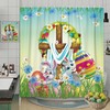 Cute Retro Bunny Rabbit And Easter Eggs Holiday Shower Curtain Set With Vintage Bathroom Shower Curtains