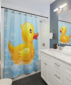 Cute Rubber Duck Bathroom Shower Curtain