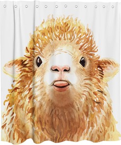 Cute Rustic Farm Animal Lamb Printed Shower Curtain for Kids Bathroom Decor