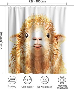Cute Rustic Farm Animal Lamb Printed Shower Curtain for Kids Bathroom Decor
