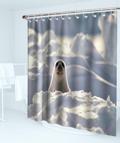 Cute Sea Animals Seal Photo Theme Fabric Nature Wildlife Bathroom Decor Antarctic Animal Shower Curtain