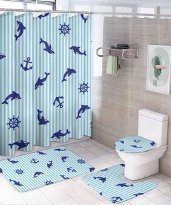 Cute Sea Dolphin Shower Curtain for Bathroom - Waterproof and Long-lasting Shower Curtain Ideas