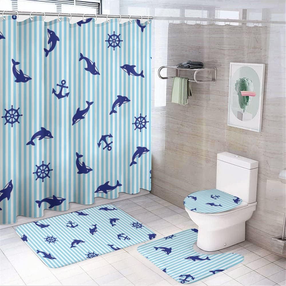 Cute Sea Dolphin Shower Curtain for Bathroom - Waterproof and Long-lasting Shower Curtain Ideas
