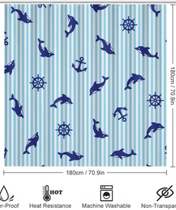 Cute Sea Dolphin Shower Curtain for Bathroom - Waterproof and Long-lasting Shower Curtain Ideas