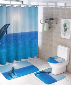 Cute Sea Dolphins Shower Curtain for Bathroom - Fun and Playful Kids Bathroom Shower Curtain
