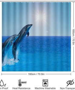 Cute Sea Dolphins Shower Curtain for Bathroom - Fun and Playful Kids Bathroom Shower Curtain