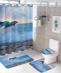 Cute Sea Dolphins Shower Curtain for Bathroom with Waterproof Fabric - Shower Curtains Sets for Fun and Playful Home