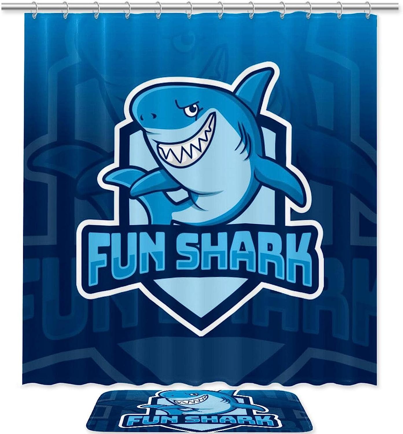 Cute Shark Shower Curtain Set For A Kid'S Bathroom