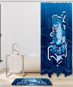 Cute Shark Shower Curtain Set For A Kid'S Bathroom