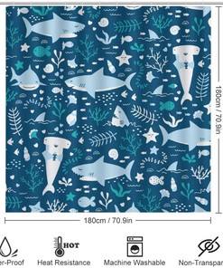 Cute Sharks and Weed Shower Curtain for Bathroom - Unique Shower Curtains Decor for Underwater Theme