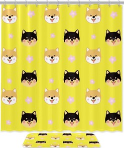 Cute Shiba Dog Waterproof Shower Curtain for Dog Lovers Bathroom Decor