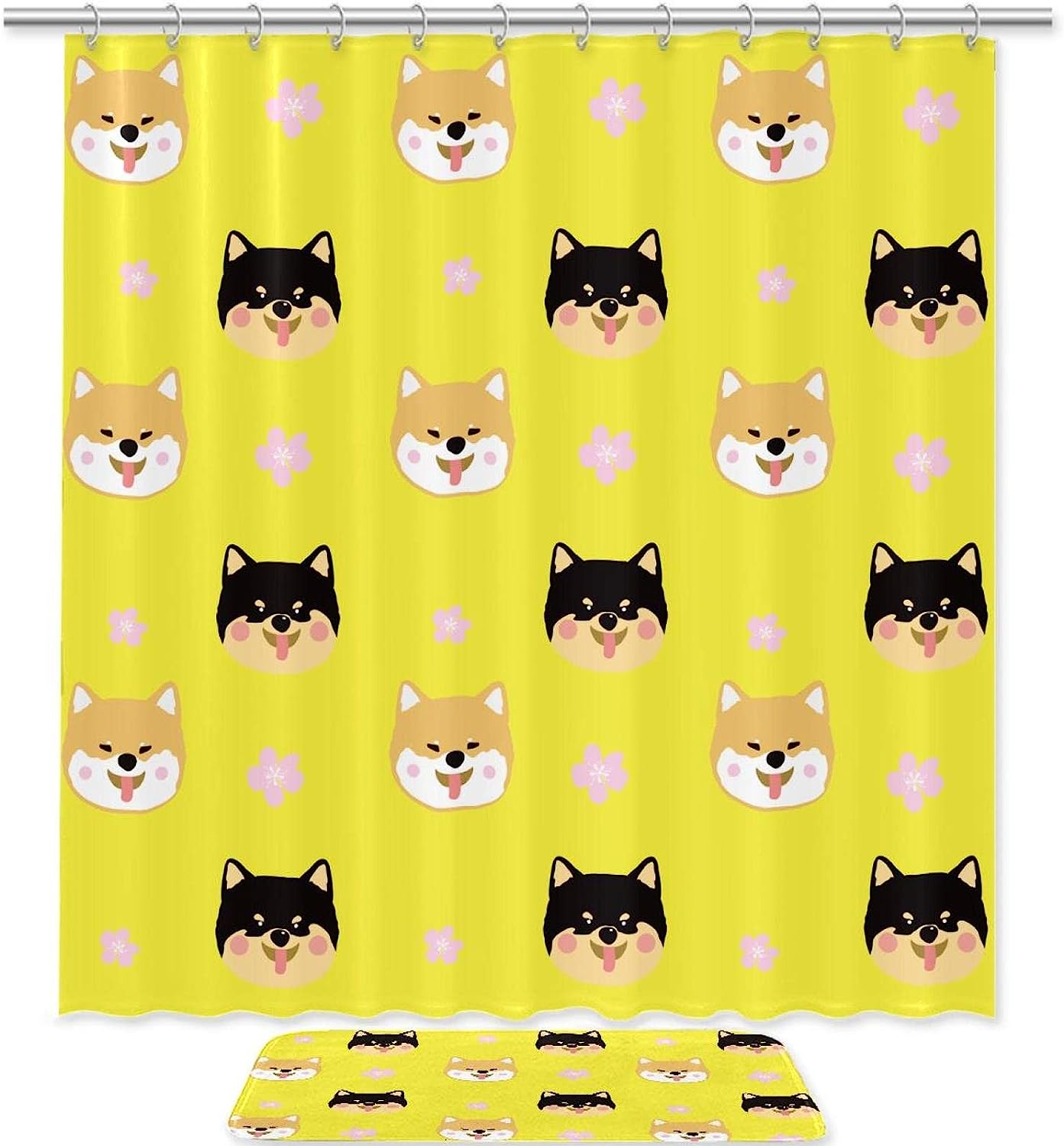Cute Shiba Dog Waterproof Shower Curtain for Dog Lovers Bathroom Decor