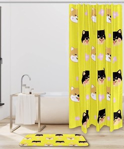 Cute Shiba Dog Waterproof Shower Curtain for Dog Lovers Bathroom Decor