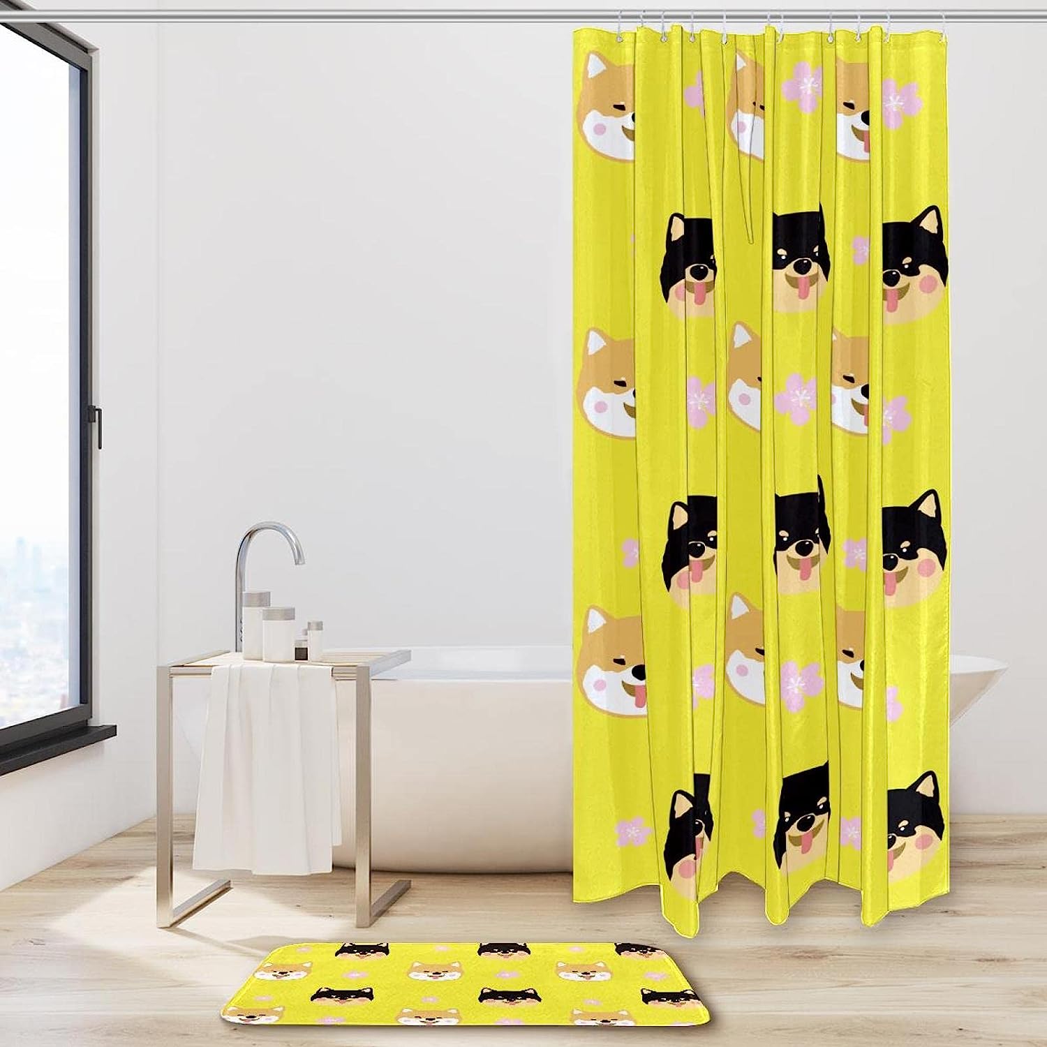 Cute Shiba Dog Waterproof Shower Curtain for Dog Lovers Bathroom Decor