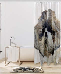 Cute Shih Tzu Puppy Travel Shower Curtain for Animal Lovers
