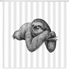 Cute Sketch Sloth Black White Shower Curtain for Animal Lovers