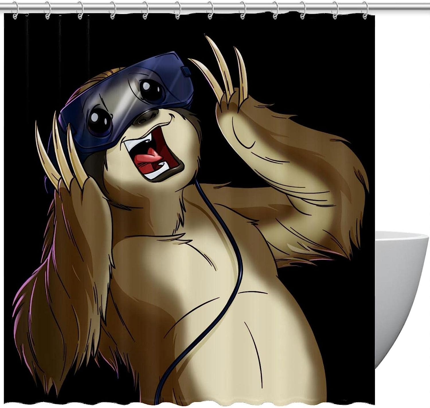 Cute Sloth Calling Shower Curtain, Sweet and Fun Bathroom Decor