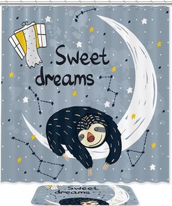 Cute Sloth Dreaming Shower Curtain, Perfect for a Relaxing Bath Time 