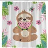 Cute Sloth Eating Watermelon Shower Curtain, Jungle Bathroom Decor