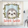 Cute Sloth Floral Frame Print Shower Curtain, Stylish and Charming Bathroom Decor 