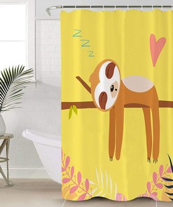 Cute Sloth Lying on A Branch Sleeping Restroom Shower Curtain for Bathroom Decor