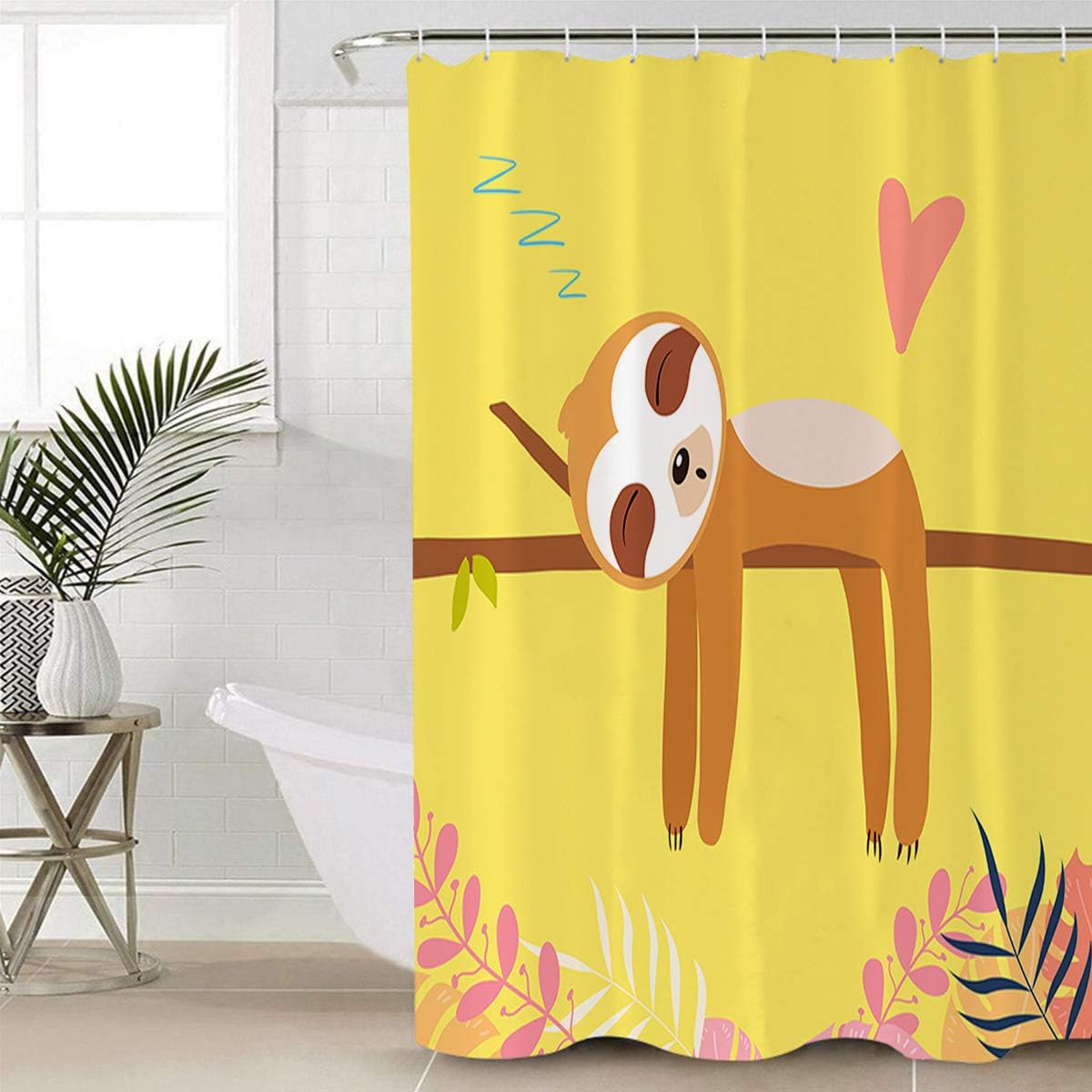 Cute Sloth Lying on A Branch Sleeping Restroom Shower Curtain for Bathroom Decor