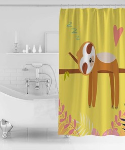 Cute Sloth Lying on A Branch Sleeping Restroom Shower Curtain for Bathroom Decor