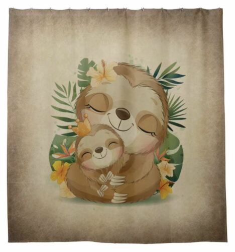 Cute Sloth Mom And Baby Pair Shower Curtain, Perfect for Children's Bathroom