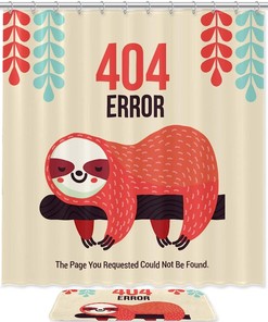 Cute Sloth On Error Page Shower Curtain For Whimsical Bathroom Decor