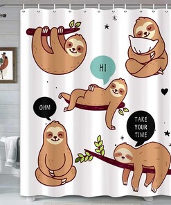 Cute Sloth Quotes Shower Curtain For Kids' Bathroom