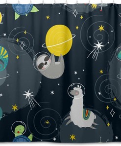Cute Sloth Shower Curtain Modern Home Bathroom Hotel Spa Decorations Waterproof Fabric